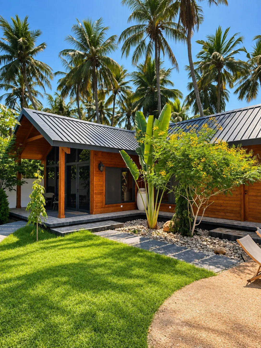 Timber villa surrounded by palms — Standard villa, Casa di Legno Resort