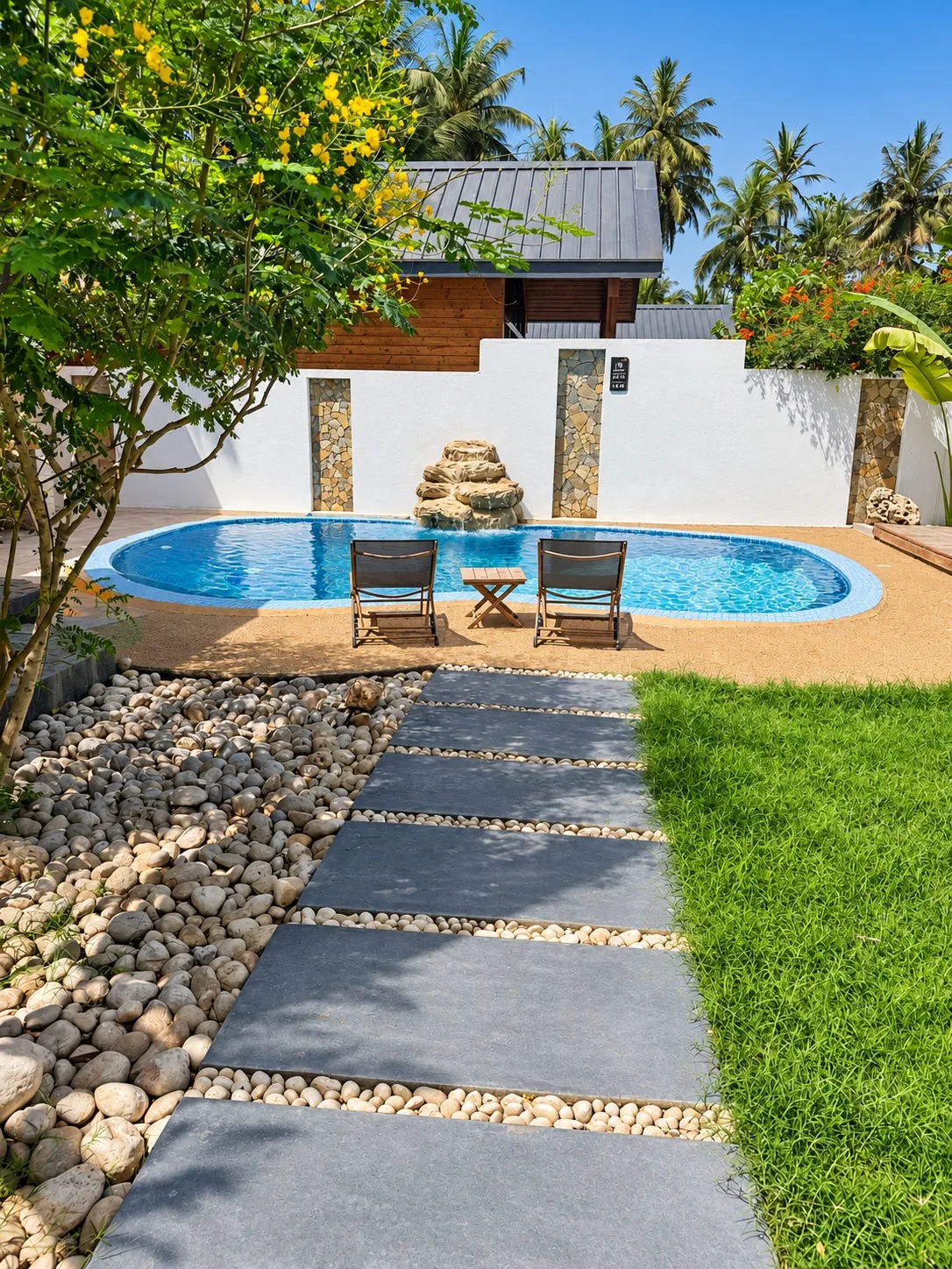 Garden path leading to the private pool — Standard villa, Casa di Legno Resort
